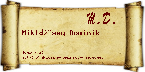 Miklóssy Dominik névjegykártya