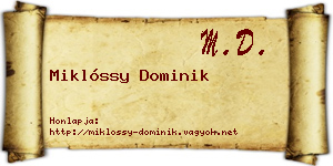 Miklóssy Dominik névjegykártya